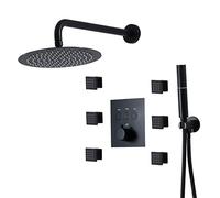 Robinet/Robinet, Système de Douche Ensemble de Robinet de Douche Thermostatique Ensemble de Douche à Pluie Ronde de 10" Kit de Garniture de Baignoire et de Douche à Montage Mural avec