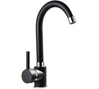 Robinet Robinets d'évier de Cuisine Modernes Mélangeur de lavabo Robinet de Cuisine de Luxe en Or Robinet à Bec pivotant Monobloc à Levier Unique avec raccords Standard Britanniques (Noir)