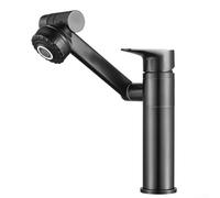 Robinet Rotatif en Laiton, Chat Porte-Bonheur Multifonctionnel pour Eau Chaude Froide, Robinet de lavabo Domestique Pratique (Noir)