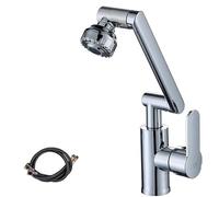 Robinet rotatif universel chaud et froid à double usage, aérateur de robinet grand angle à 2 modes d'extension, résistant aux éclaboussures, robinet rotatif à bras robotisé 1080° (Argent)