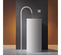 Robinet Salle Bain Baignoire Au Sole Interrupteur Rotatif Col de Cygne Mitigeur Bain ilot Chaud et Froid,Blanc