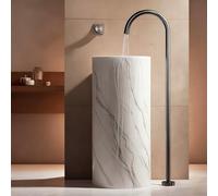 Robinet Salle Bain Baignoire Au Sole Interrupteur Rotatif Col de Cygne Mitigeur Bain ilot Chaud et Froid,gris