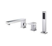 Robinet Salle Bain Baignoire et Douche 3 Trous Mitigeur Monocommande Baignoire Sur Gorge en Cuivre,Chromé