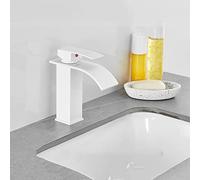 Robinet Salle Bain pour Lavabo Robinet Cascade Blanc Mitigeur Salle de Bain Robinet Vasque Monotrou