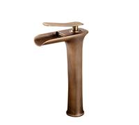 Robinet Salle De Bain, Bronze Rétro Robinet De Lavabo Cascade, Laiton Mitigeur Lavabo, Valve En Céramique, Froid & Chaud Disponible, Mousseur Démontable - Pour Salle De Bains Et Wc
