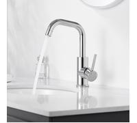 Robinet Salle de Bain Chromé - Rotation à 360° - Mitigeur Lavabo avec Barboteur démontable - Eau froide et chaude Réglable