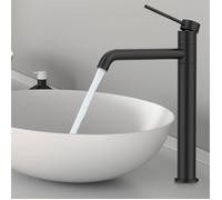 Robinet Salle de Bain - Mitigeur de Lavabo Haut Bec - HOMELODY - Noir Mat