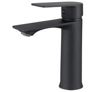 Robinet Salle de Bain - Mitigeur Lavabo Mono-trou - Noir - Design Elégant
