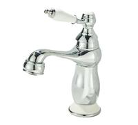 Robinet Salle de Bain Mitigeur Lavabo Monocommande en Laiton Antique Robinet de Lavabo avec Poignée en Céramique Robinetterie de Salle de Bain Eau Chaude et Froide(Chromé)