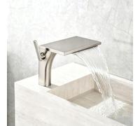 Robinet Salle de Bain Sur Plan Robinet Lave Main Cascade Chaud et Froid Mitigeur Monocommande Lavabo,Brossé