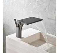 Robinet Salle de Bain Sur Plan Robinet Lave Main Cascade Chaud et Froid Mitigeur Monocommande Lavabo,gris Pistolet