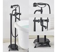 Robinet sur pied en bronze noir à deux poignées Mélangeur de douche d'eau chaude et froide pour salle de bain Baignoire Robinet de douche Mélangeur de douche, Or, Type B, Laiton - Type C