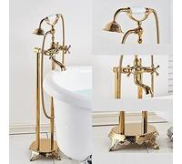 Robinet sur pied en bronze noir à deux poignées Mélangeur de douche d'eau chaude et froide pour salle de bain Baignoire Robinet de douche Mélangeur de douche, Or, Type B, Laiton - Type C