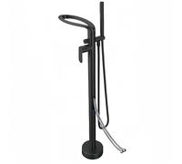 Robinet Sur Pied Pour Baignoire Cascade, Mitigeur Baignoire Ilot, Robinet De Baignoire Avec Douchette,2 Modes De Poignée Autoportante Robinet Sur Pied Baignoire Ilot (noir-B)