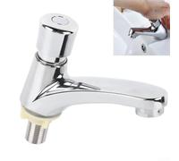 Robinet temporisé à économie d'eau avec interrupteur poussoir, construction robuste en alliage de zinc, arrêt automatique pour toilettes publiques, chromé