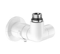 Robinet thermostatisable double équerre droite blanc radiateur et sèche-serviettes tube M23x1,5 1/2" - THERMADOR ERDBL
