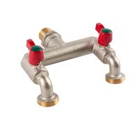 Robinet universel à double sortie 1/2" pour le jardin, robinet extérieur de jardin à double sortie avec marche/arrêt individuel et double robinet de sortie 3/4", connecteur de tuyau en laiton répar