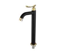 Robinet Vasque à Poser Noir Poignée Simple À Mitigeur Eau Froide Lave Main 1 Trou Robinet Lavabo Salle de Bain,Noir + Or