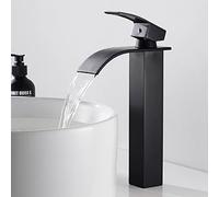 Robinet Vasque à Poser,Robinet Cascade Lavabo À Poignée Unique,Robinet Lavabo avec Beau Design En Laiton,noir