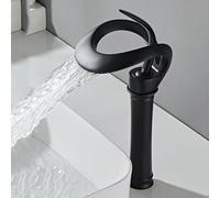 Robinet Vasque Cascade Haute Mitigeur Lavabo Cascade À Poignée Unique Chaud Et Froid Laiton Robinet Salle Bain Haut,noir
