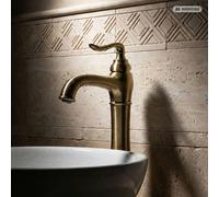 Robinet Vintage PaulGurkes en Bronze et Laiton pour Lavabo Sur Plateau