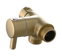 Robinet Wc 3 Voies Adaptateur de bras de douche en laiton G1/2', vanne de dérivation for pommeau de douche à main et fixe(Brushed Gold)