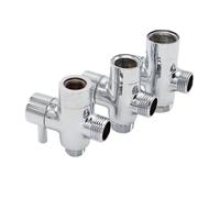 Robinet WC 3 Voies Adaptateur en T for vanne de dérivation à 3 voies, 1 pièce, convertisseur chromé for pommeau douche, distribution d'eau trois(7-8 T valve Black)
