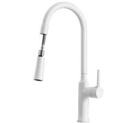 Robinets avec Pull-Out Blanc en Laiton Chaud et l'eau Froide à Double Mode Rotation buse télescopique mélangeur de Cuisine Robinet-a (Couleur: a)