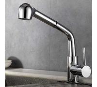 Robinets Basin Évier robinet Tire-Out Spray à 360 degrés de cuisine pivotante robinets en laiton / chrome Round Head Kitchen Tire hors du bouton du robinet F2 Modes de sortie Cold Hot Water Sinker