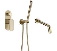 Robinets de baignoire et pommes de douche Sentilleur de douche Valve de soupape 2 Fonction Boucheur Boucheur Taps Robinet de douche de salle de bain mural chaud et froid avec douche à main, or.1,