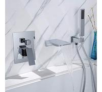 Robinets de Baignoire, Robinet de Baignoire Mural en Laiton de Type Cascade, Robinet de Baignoire Chaud et Froid dans Le Mur, mitigeur de Douche dissimulé avec Douche à Main, Ensemble de Douche de