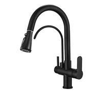 Robinets de Cuisine 3 Voies enracinées Noires d'eau Chaude Pure Eau Froide Rotation de lavabo à lavabo de Cuisine Multifonction