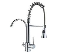 Robinets de cuisine à 3 voies avec douchette extractible purificateur d'eau de source robinet de cuisine évier chaud et froid robinet d'évier universel télescopique