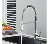 Robinets de cuisine avec douchette extractible, bec haut, levier unique, 1 ou 3 trous, robinet de cuisine pour éviers de style campagnard, camping-car, évier (chrome/nickel brossé/or) Design élégant :