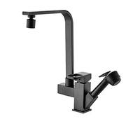 Robinets de cuisine avec douchette extractible rotative pour eau chaude et froide, robinet monotrou multifonction en laiton noir (couleur : Cromo)