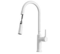 Robinets de cuisine avec pulvérisateur extractible en laiton blanc eau chaude et eau froide, buse double mode, rotation à 360 °, mitigeur de cuisine télescopique-A (couleur : A)