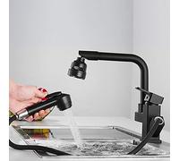 Robinets de cuisine avec pulvérisateur extractible, pistolet pulvérisateur télescopique noir, rotatif à 360°, robinet mitigeur multifonction en laiton pour eau chaude et froide pour évier de cuisine-C