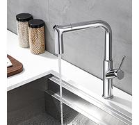 Robinets de cuisine avec rotation de pulvérisation extractible, buse double mode chaude et froide, mitigeur de cuisine télescopique en laiton, robinet d'évier noir (couleur : Nero)