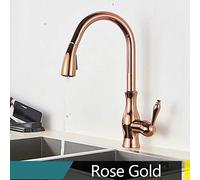 Robinets De Cuisine Dorés Mitigeur D'évier Robinet 360 Rotation Mitigeur Eau Pulvérisateur 2 Voies Mitigeur Or rose