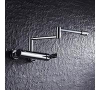 Robinets de cuisine muraux noirs, cuivre pliable à 2 modes, for évier de cuisine, évier à linge, rotatif chaud et froid, commercial(Chromeb)