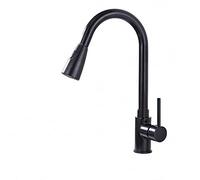 Robinets de cuisine Silver Single Handle Sort Tap de cuisine Tap de cuisine Pandier de trou de trou Pandon pivotant à 360 degrés Taper d'eau (noir)