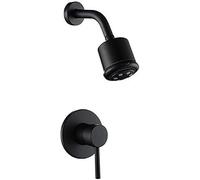 Robinets De Douche Noire Set En Laiton Robe De Salle De Bain Mate Douche De Douche Chaude Et De Soupape À Eau Froide 3 Façons De Secouer La Douche Avec Bras