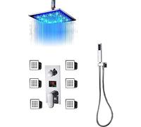 Robinets de douche numérique Ensemble de salle de bain Concealhower Head à 3 fonctions mélangeur Tap 6pc Massage Spa Jets dans la salle de bain murale, ensemble complet de 8 pouces, ensemble complet