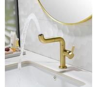 Robinets de lavabo 720°, petit mitigeur pivotant à nez d'éléphant, robinet de lavabo de salle de bain de luxe léger et moderne, bras pivotant 2x360° universel, poignée avec motif queue d'éléphant, l