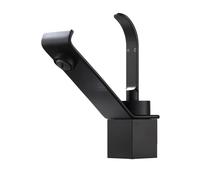 Robinets de lavabo chromés noirs pour salle de bain, robinet de lavabo en laiton à poignée unique, robinet de grue d'évier de bain à un trou (noir)