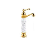 Robinets de lavabo de Luxe, décoration en Cristal, Robinet d'eau Chaude et Froide avec poignée de Robinet dorée, Robinet mitigeur de Navire (Noir)