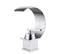 Robinets de lavabo de salle de bain, robinets de lavabo cascade, robinet mélangeur en or brossé, robinet monotrou en laiton for eau froide et chaude, robinets cascade for lavabo de salle de bain(Nero)