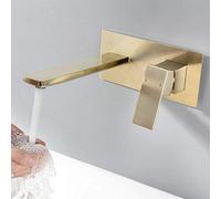 Robinets de lavabo de Salle de Bains Ensemble de robinets muraux en cuivre brossé doré texturé pour vanité de Salle de Bains, Maison hôtel, Robinet mitigeur de climatisation d'eau Chaude et Froide
