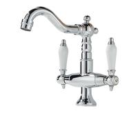 Robinets de lavabo en laiton doré pour salle de bain style industriel à double poignée mitigeur moderne chromé G3/8