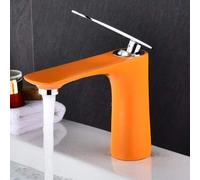 Robinets de lavabo mélangeur d'évier chaud et froid, robinet de salle de bains en laiton or/Chrome/blanc/rouge/noir grue de robinet(Orange and Chrome)